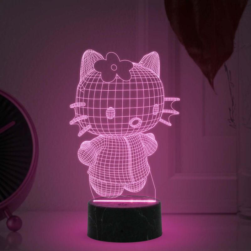 3D Illusion Hello Kitty Led Night Lamp with multicolored Light Best Gift for Children Girls Gift for Cartoon Lover